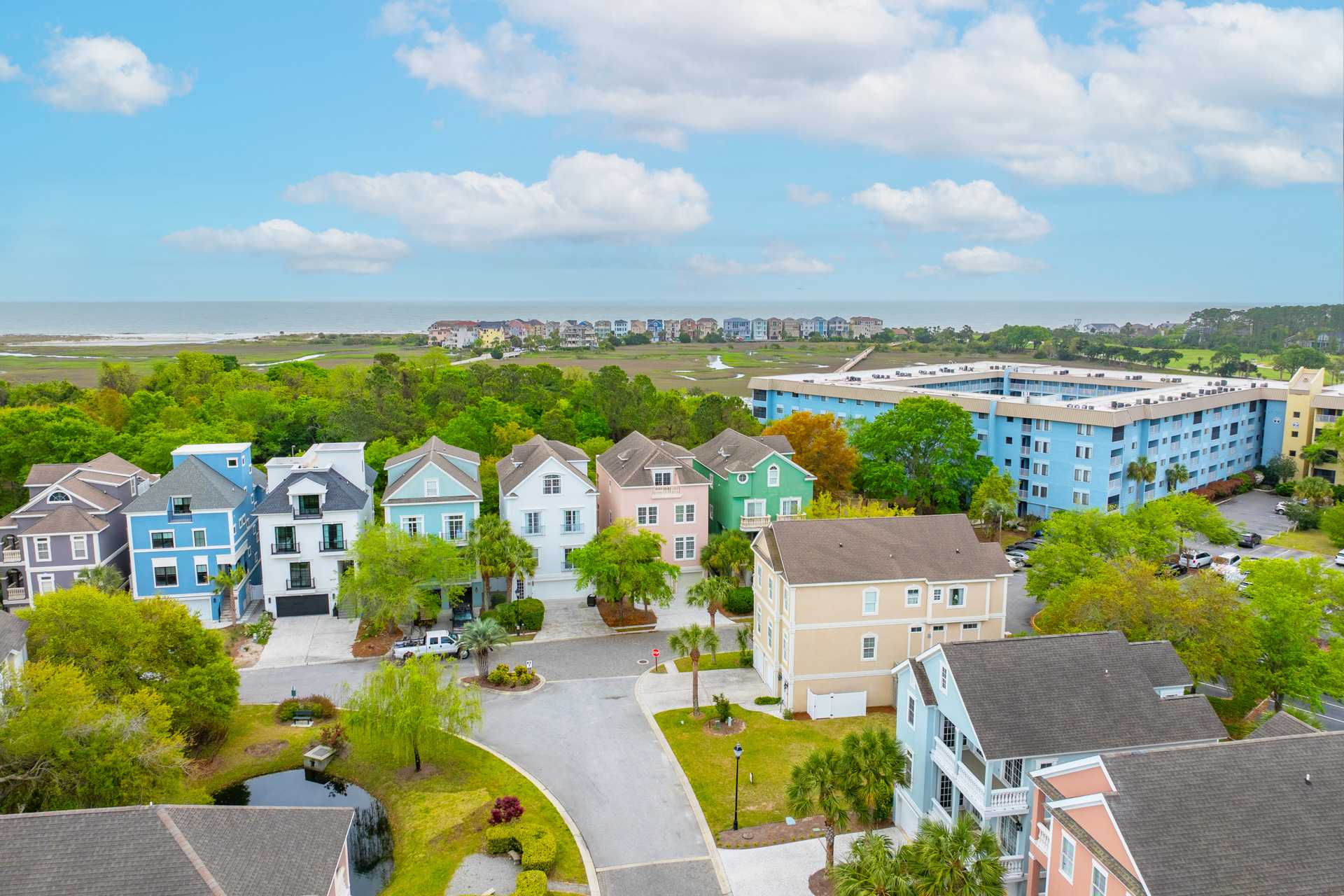 Aerial view of Singleton Beach neighborhood with ocean in the background