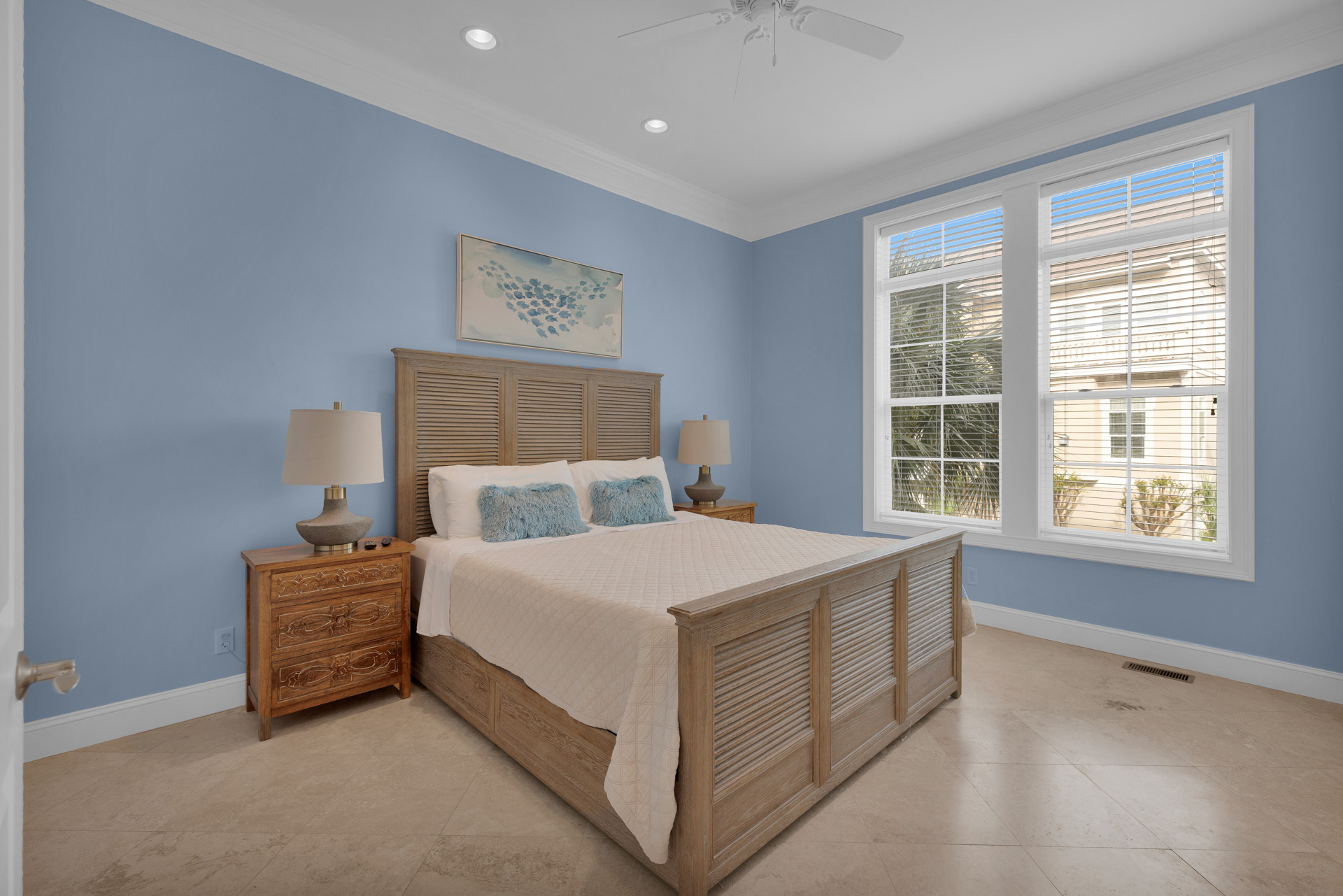 King bedroom with coastal decor