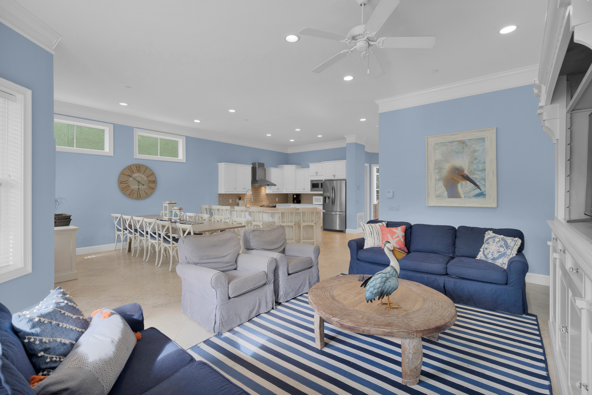 Open-plan living, dining and kitchen