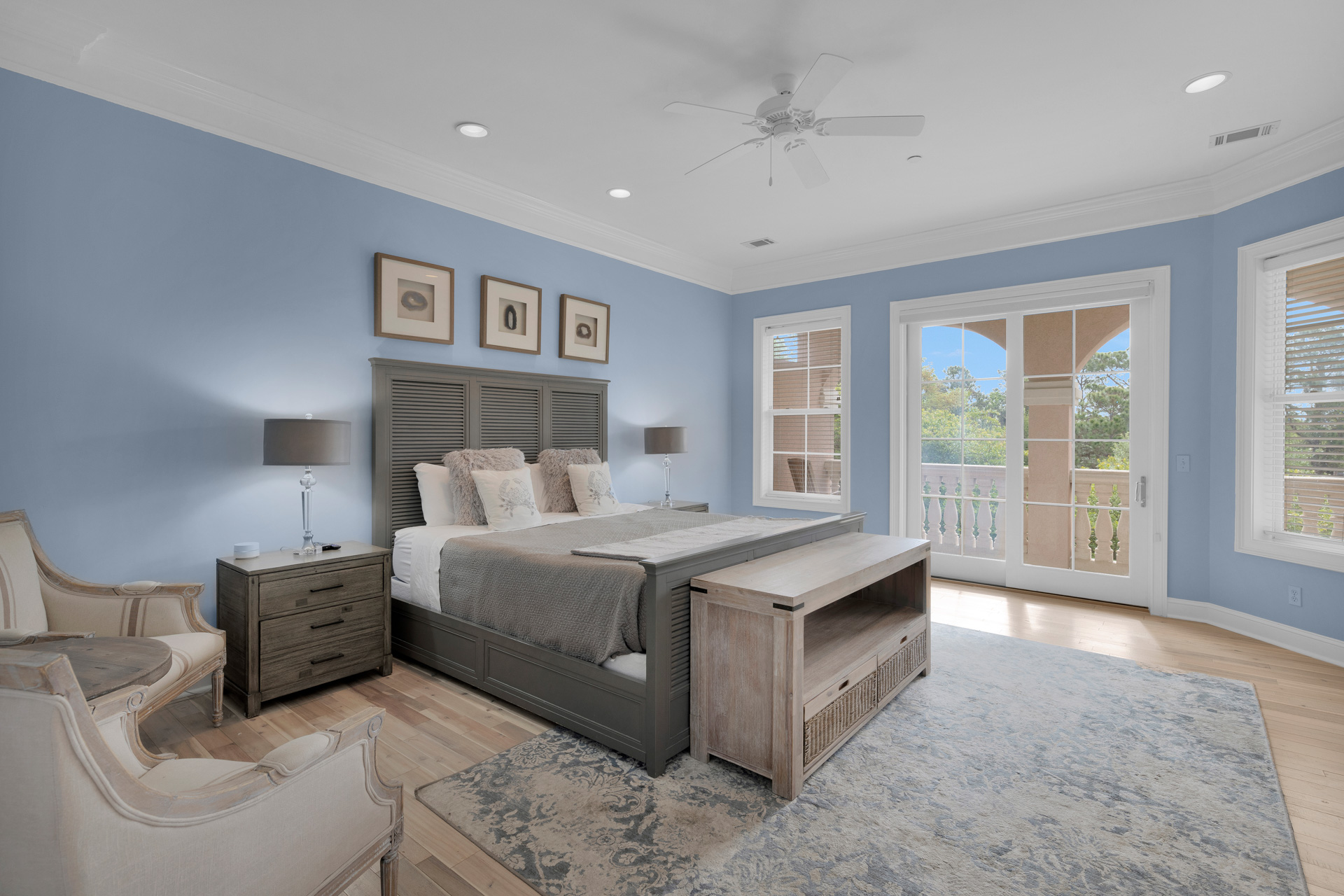 Primary king bedroom with private balcony